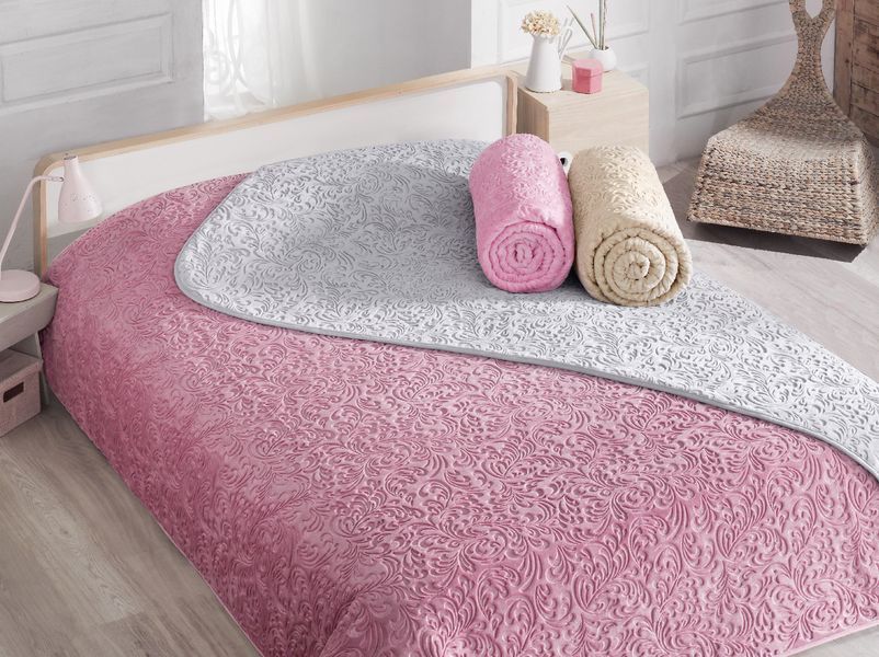 Велюровое жаккардовое покрывало AltinSar Super Soft Blanket 220x240см Персиковый 3722 фото