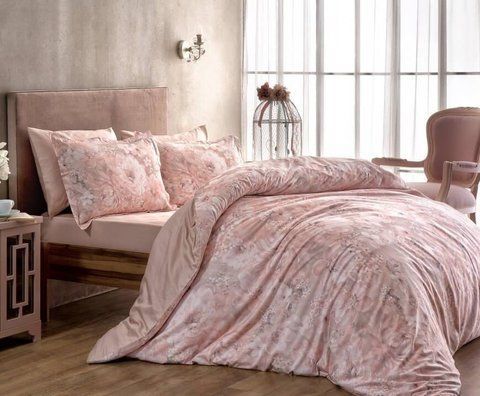 Турецкое Постельное Белье TAC Digital Satin Blanche 1841 фото