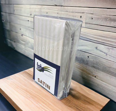 Простынь на резинке страйп сатин Febo Stripe Satin Слоновая кость 5487 фото