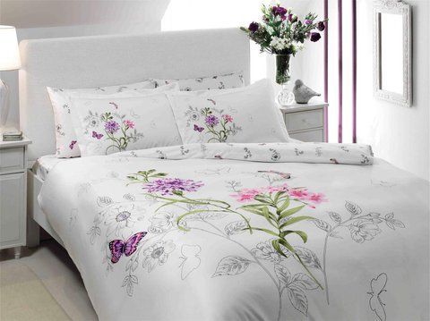 Турецкое Постельное Белье TAC Nicole Lilac Сатин-Deluxe 3576 фото