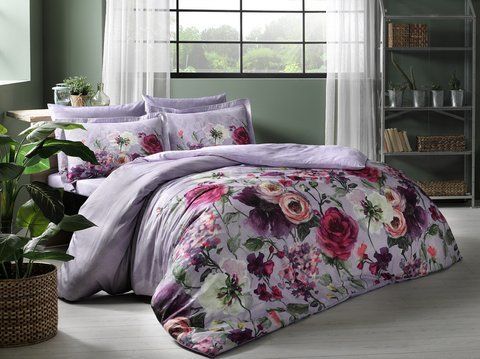 Турецьке Постільне Бельє TAC Digital Satin Floreale Сатин 3427 фото