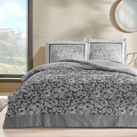 Турецкое Постельное белье TAC Amelia Anthracite Сатин 200х220см 5232 фото