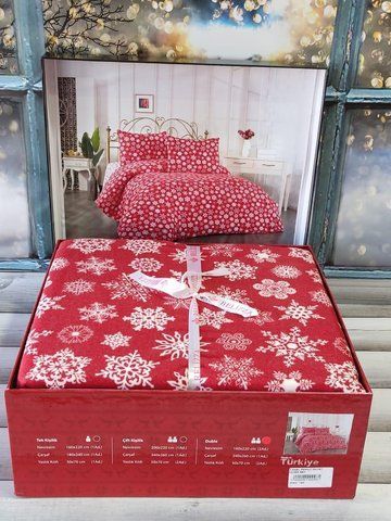 Новорічна Постільна білизна Фланель Belizza Christmas Draw Red 4979 фото