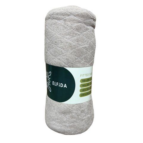 Простынь на Резинке Махровая высокой плотности Elfida Бежевый 5373 фото