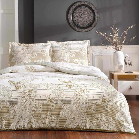 Турецька Постільна білизна TAC Paisley Gold Сатин 5224 фото