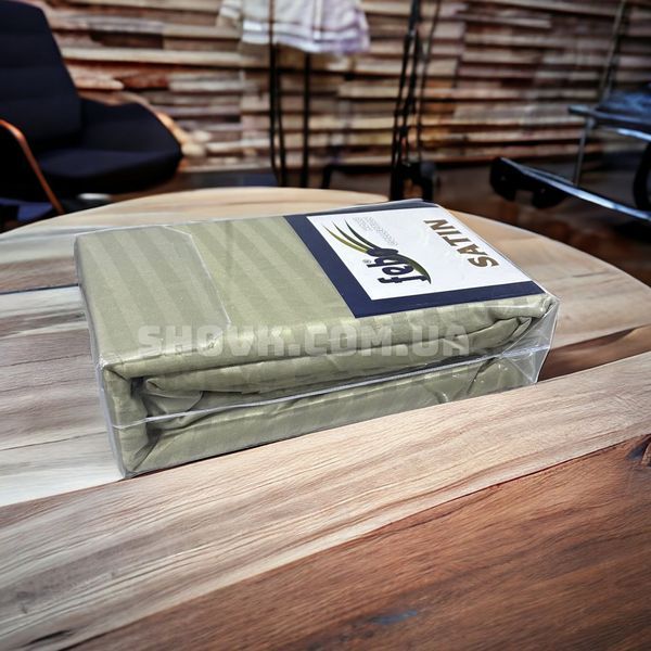 Простирадло на резинці страйп сатин Febo Stripe Satin Оливоквый 5482 фото