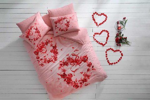 Турецька Постільна білизна TAC Roses Ранфорс + Світиться в темряві 3467 фото
